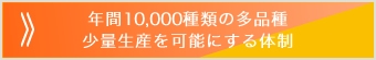 年間10,000種類の多品種少量生産を可能にする体制